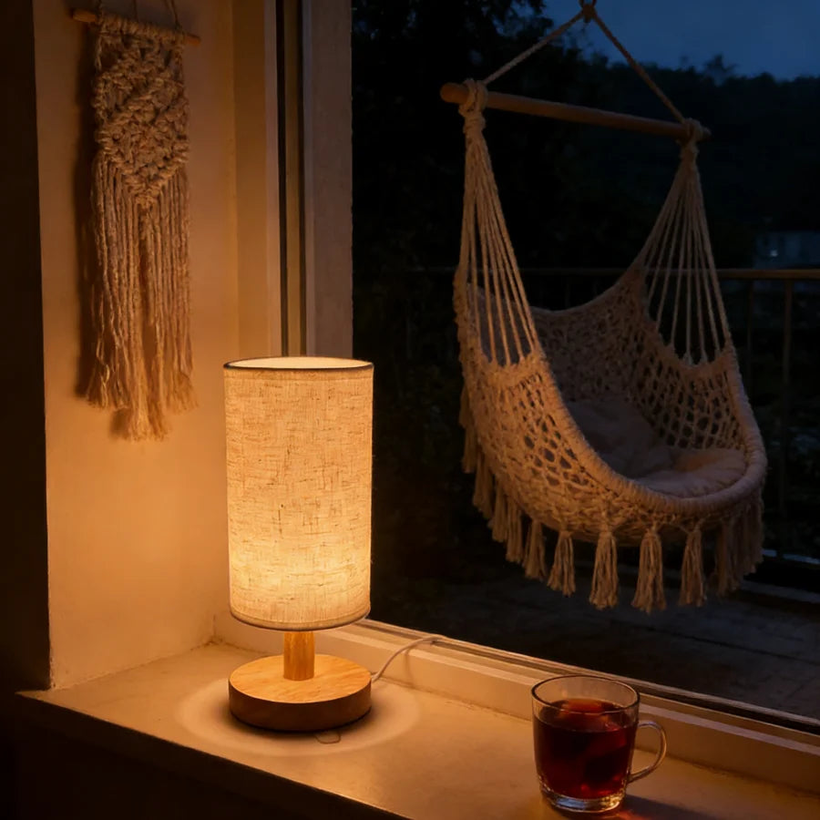 Nook Lamp on a windowsill in the evening