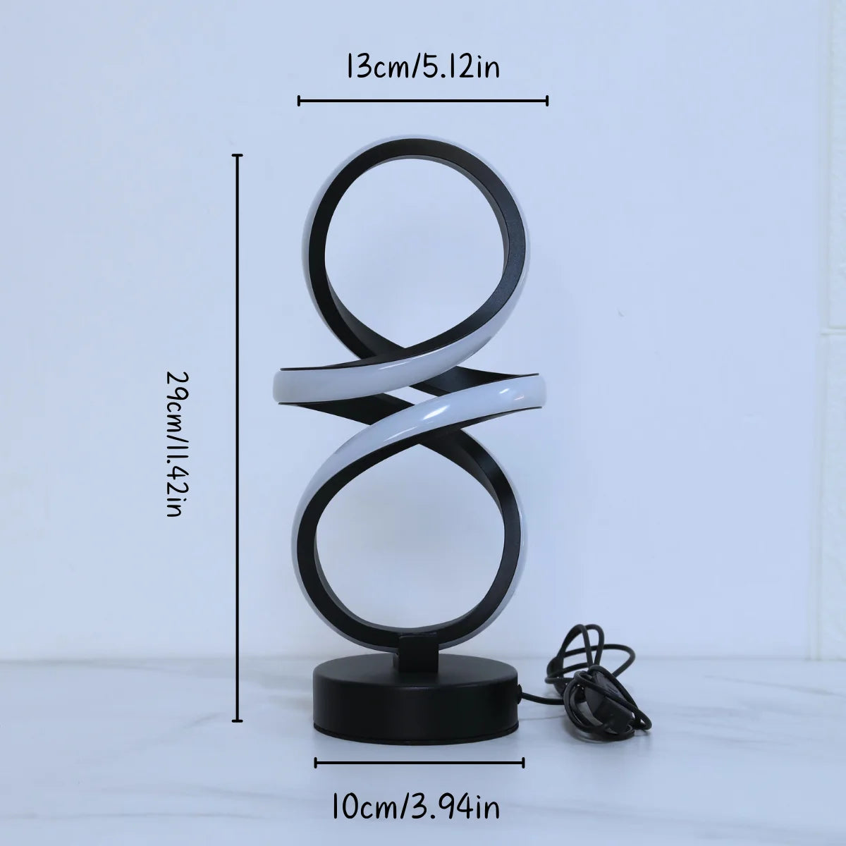Loop Lamp dimensions: 13 cm wide, 29 cm tall