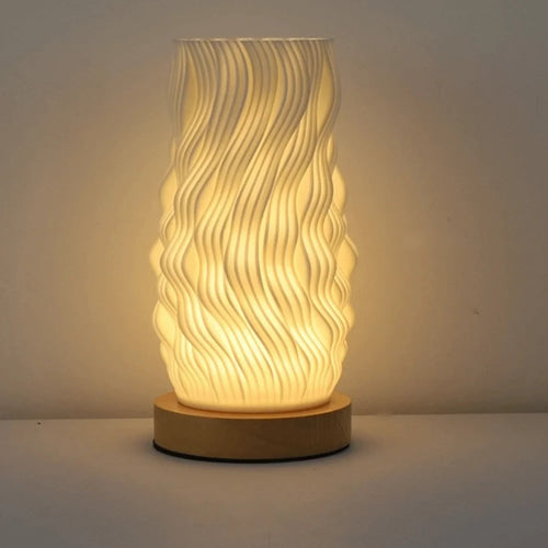 The Drift Lamp, Ripple shade, glowing warm