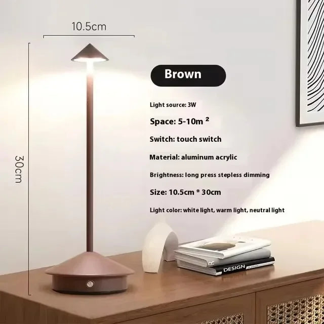 Spire lamp dimensions: 10.5 cm wide, 30 cm tall